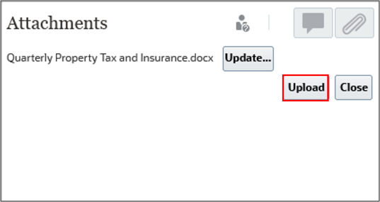 Attachments Dialog after selecting file